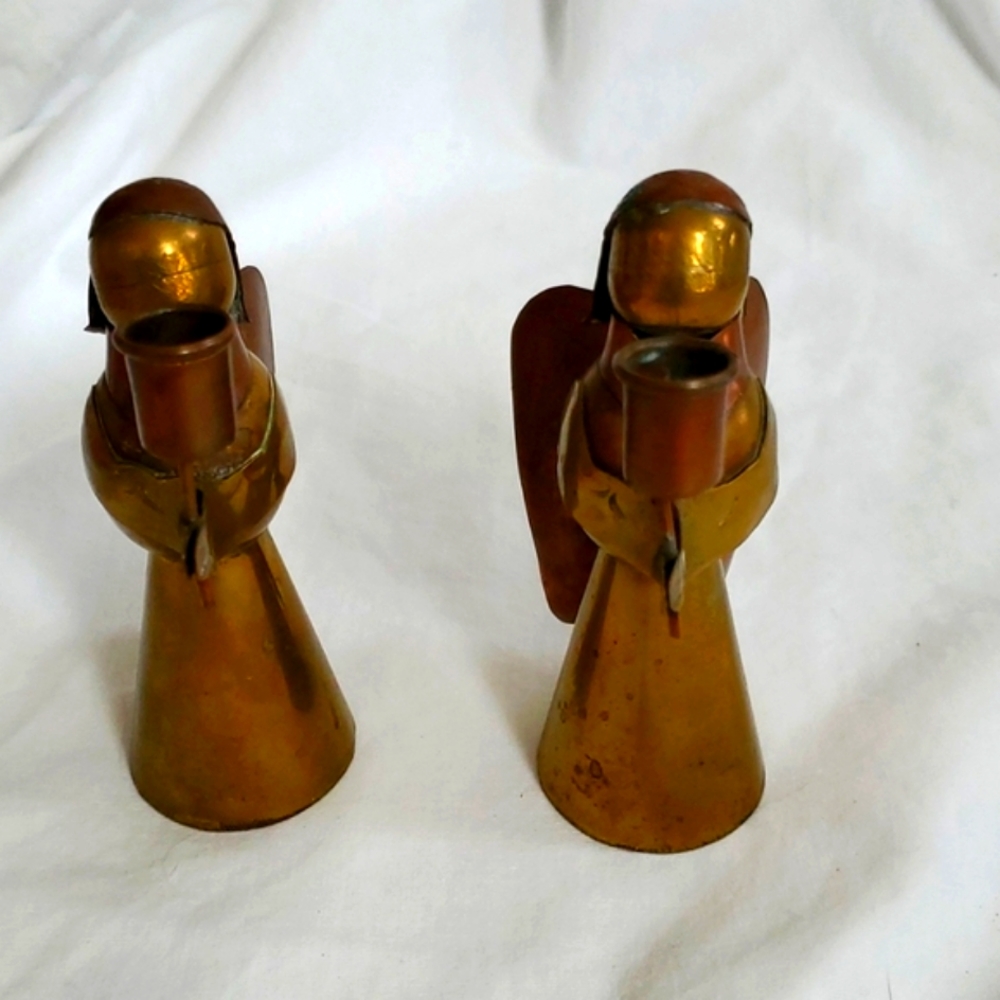 Vintage brass and copper angels